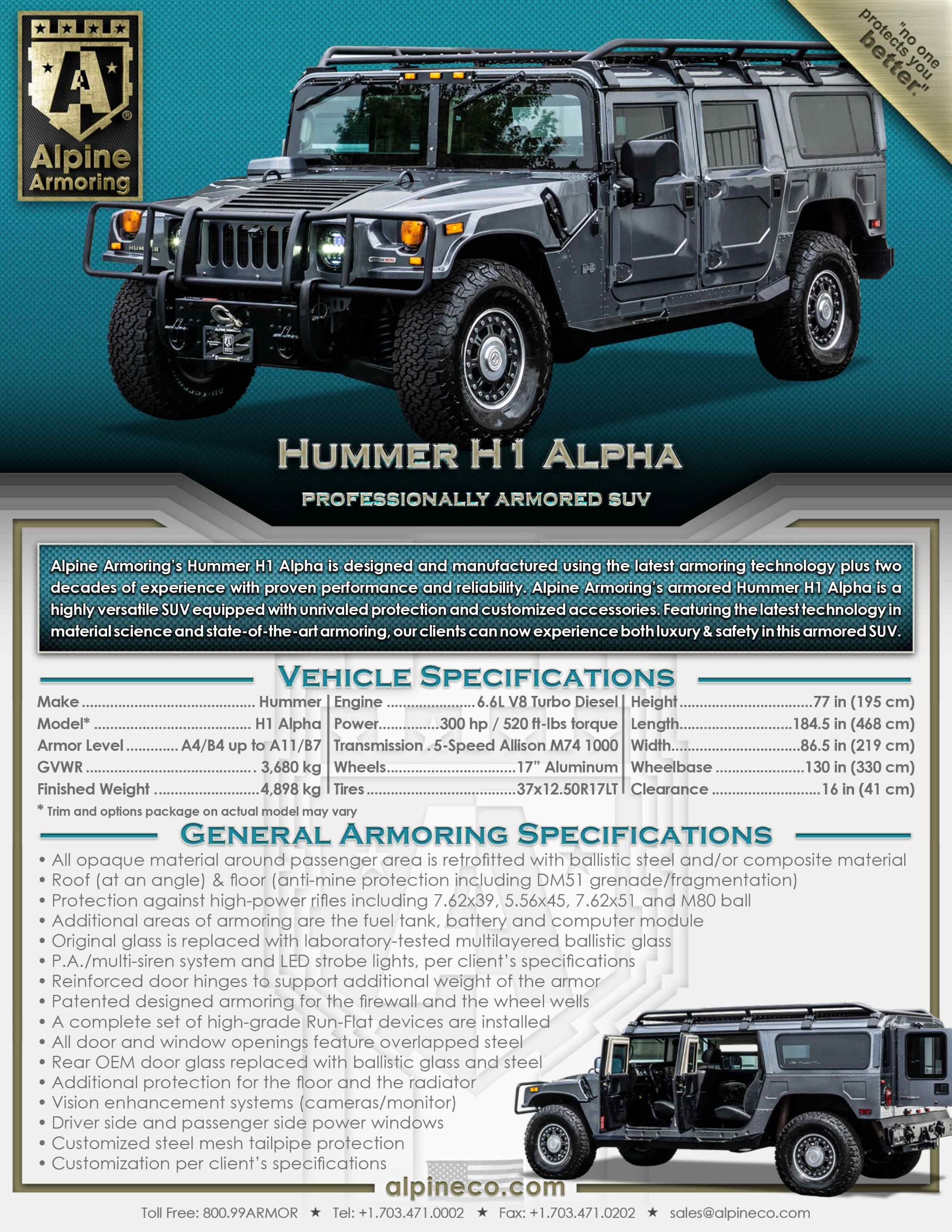 Hummer H1 Alpha specs, performance data 